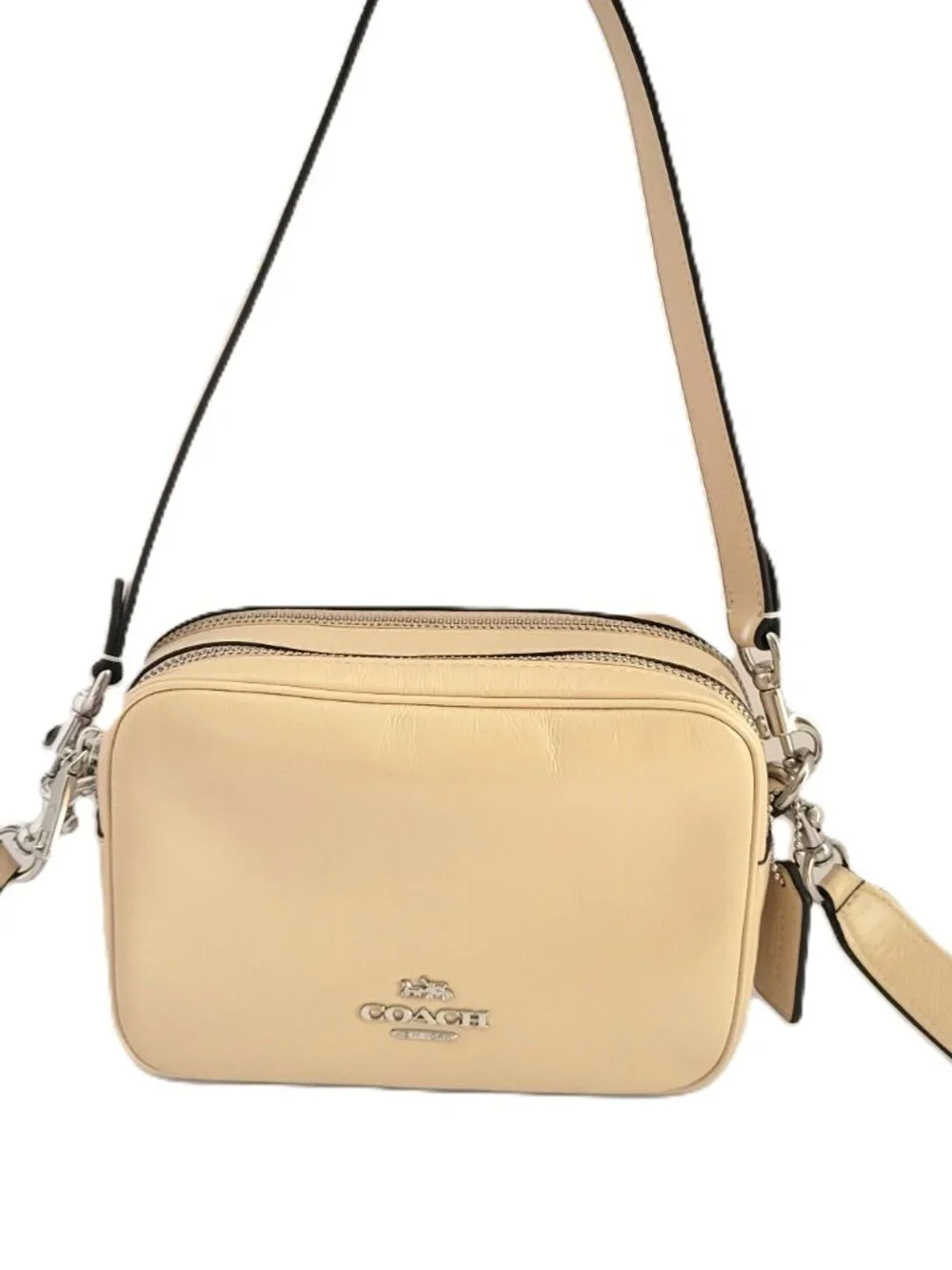 Coach CEK70 Mini Carey Crinkle Leather Crossbody Bag Handbag Ivory